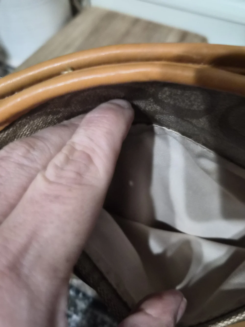Coach Signature Canvas Tote in Tan and Brown